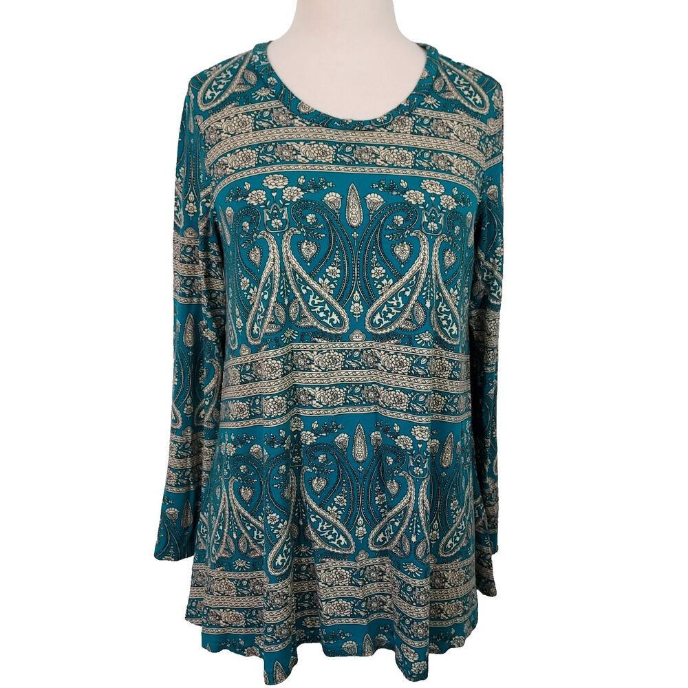 Popyoung Shirt Top Comfy Soft Flowy Stretch Womens Size 2XL Long Sleeve Blouse